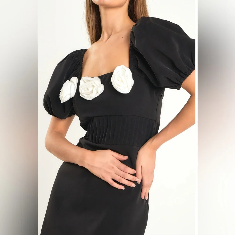 $120 NEW Endless Rose CORSAGE PUFF SLEEVE MINI DRESS 🖤 - Picture 5 of 6